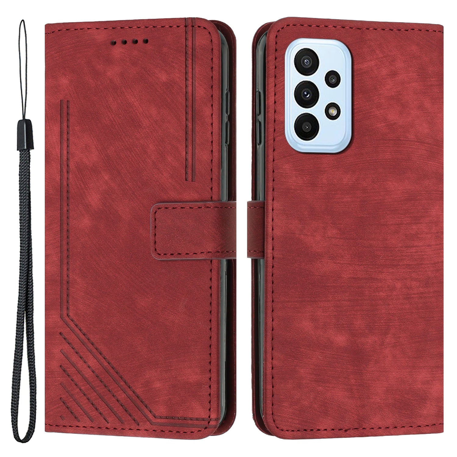 For Samsung Galaxy A73 5G PU Leather Flip Cover Skin-Touch Lines Imprinted Wallet Phone Case For Samsung Galaxy A73 5G PU Leather Flip Cover Skin-Touch Lines Imprinted Wallet Phone Case